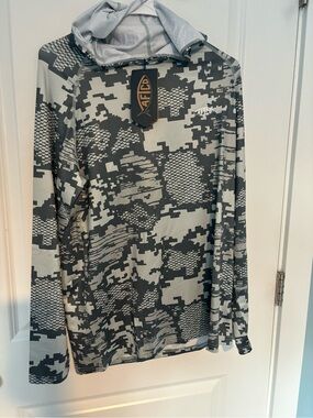 AFTCO Tactical HD Camo Hooded Shirt - Black/Cream